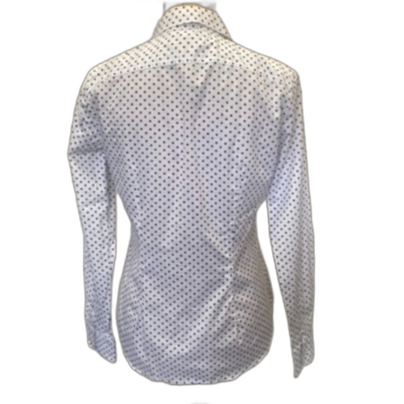 Lauren Ralph Lauren‎ Womens Non Iron Button Up Shirt White Polka Dot Size Small - Picture 2 of 4